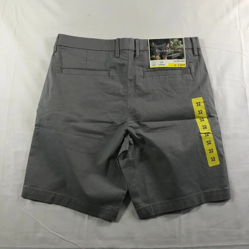 English Laundry Mens Grey Flat Front Stretch Chino Shorts Size 32 9 Inseam NEW